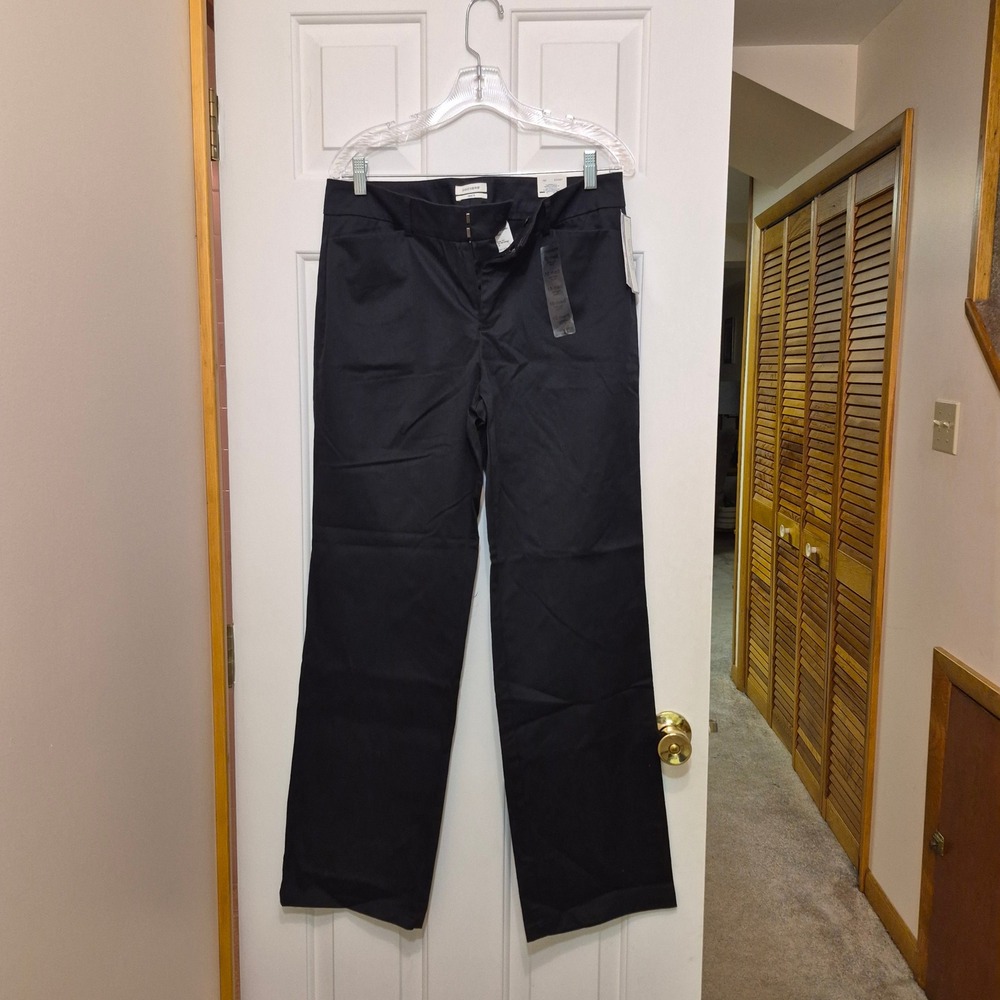 Dockers Metro Pant Womens 10 Med Black Mid Rise Straight Leg Stretch Chinos NEW